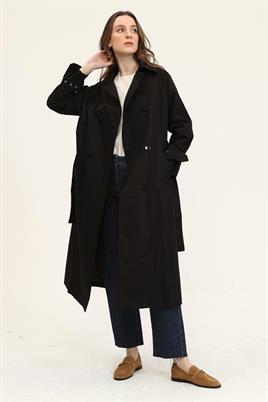 Astarlı Trençkot Siyah