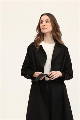 Astarlı Trençkot Siyah