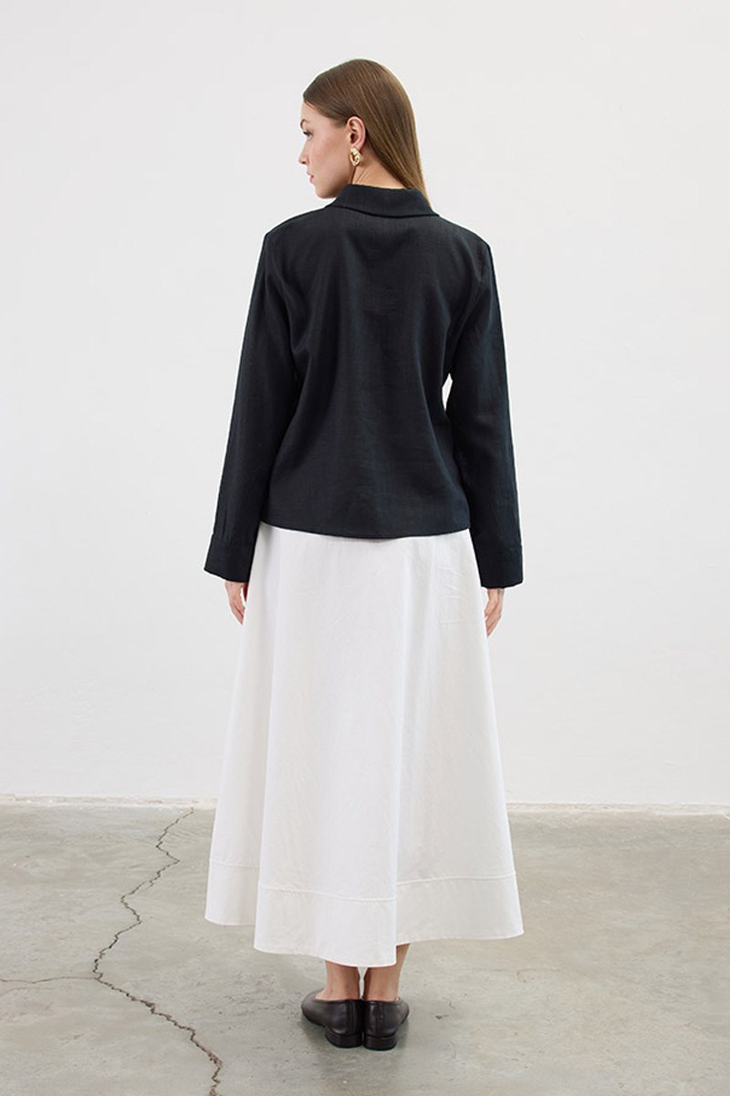 Bağcıklı Kimono Gömlek Siyah