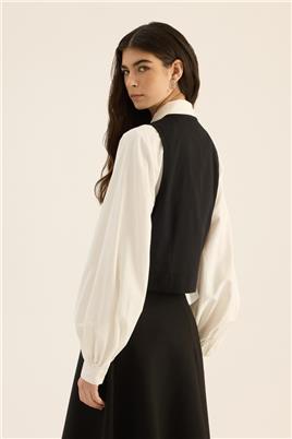 Bağlama Detaylı Yelek Siyah