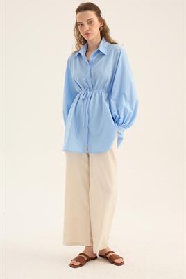 Balon Kollu Gömlek Mavi