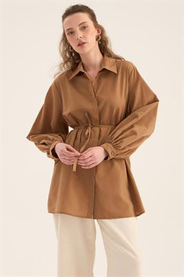 Balon Kollu Gömlek Camel