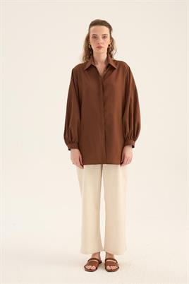 Balon Kollu Gömlek Acı kahve