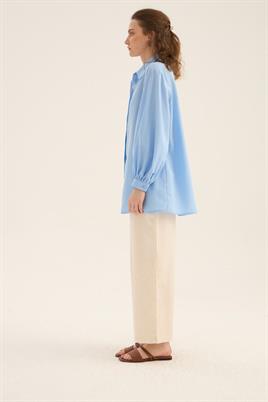 Balon Kollu Gömlek Mavi