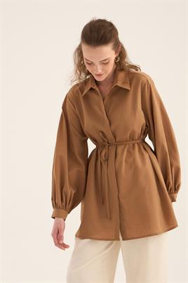 Balon Kollu Gömlek Camel