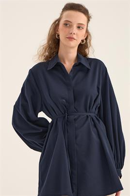 Balon Kollu Gömlek Lacivert