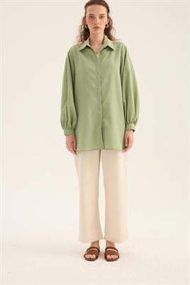 Balon Kollu Gömlek Yeşil