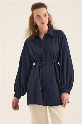 Balon Kollu Gömlek Lacivert