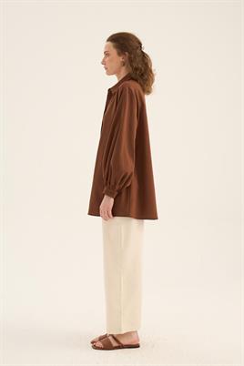 Balon Kollu Gömlek Acı kahve