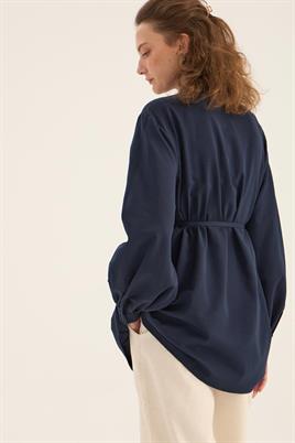 Balon Kollu Gömlek Lacivert