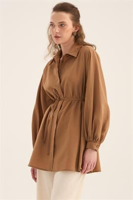 Balon Kollu Gömlek Camel