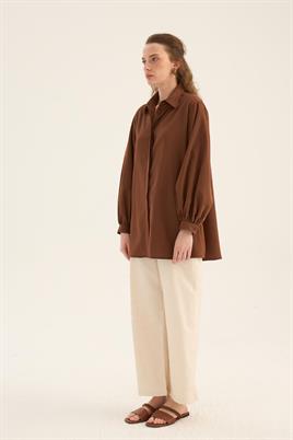 Balon Kollu Gömlek Acı kahve