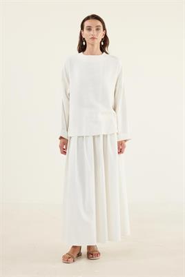 Basic Keten Bluz Ekru