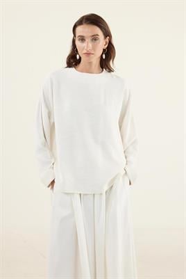 Basic Keten Bluz Ekru