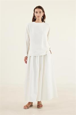 Basic Keten Bluz Ekru