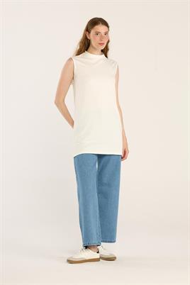 Basic Kolsuz Tshirt Ekru