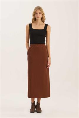 Basic Triko Etek Kahverengi