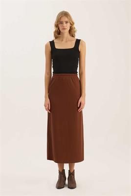 Basic Triko Etek Kahverengi