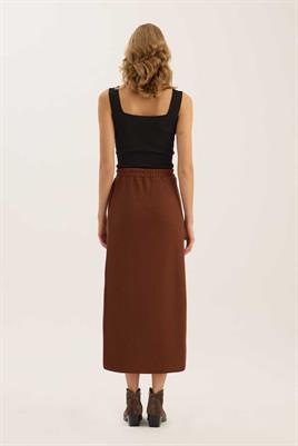 Basic Triko Etek Kahverengi