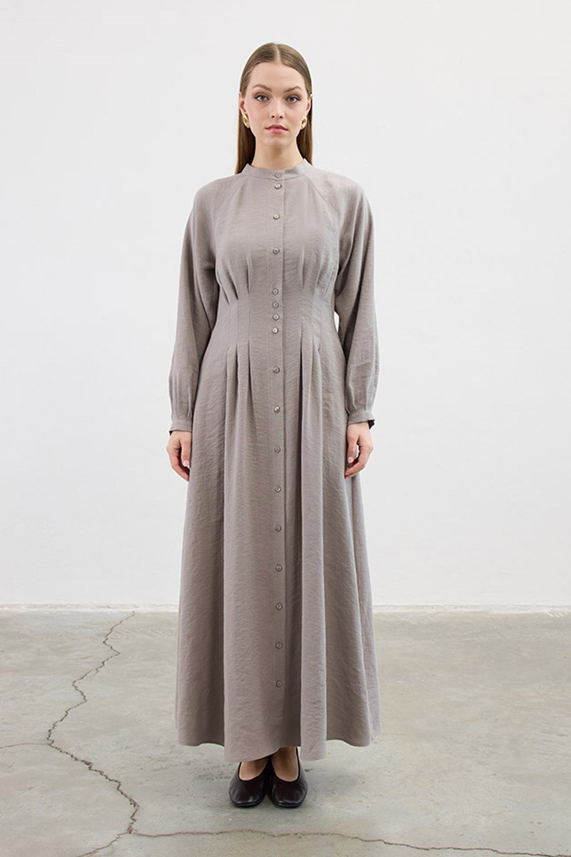 Bel Pileli Elbise Vizon