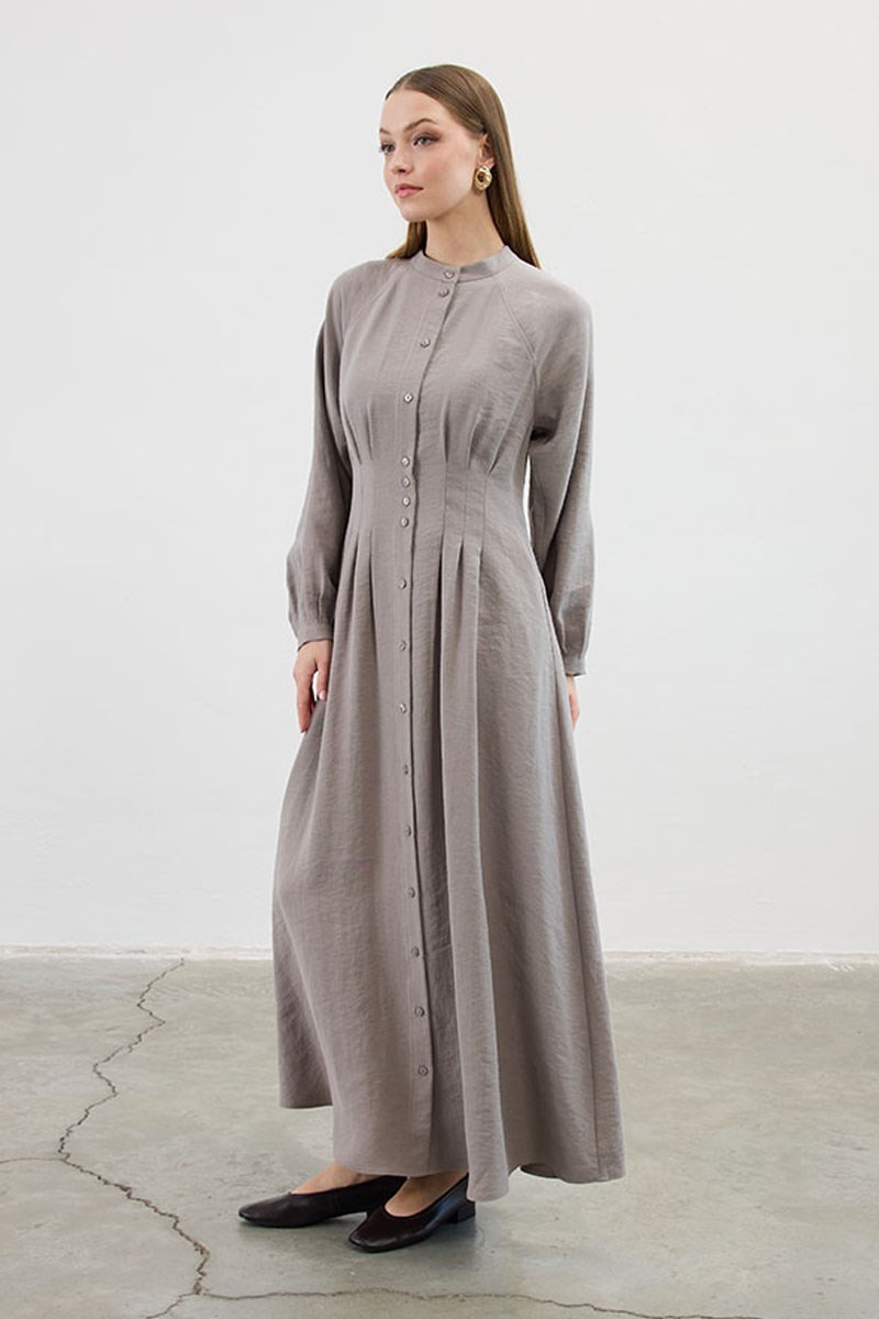 Bel Pileli Elbise Vizon