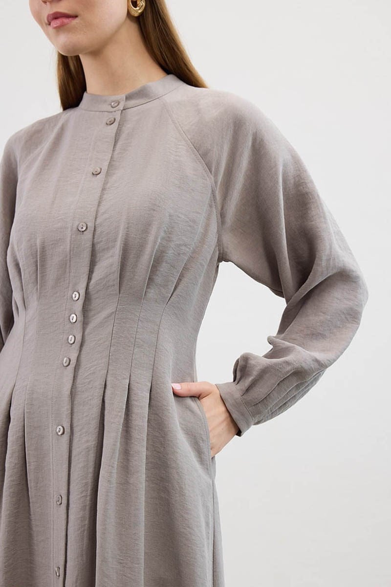 Bel Pileli Elbise Vizon