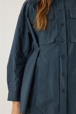 Belden Düğmeli Pamuk Gömlek Antrasit