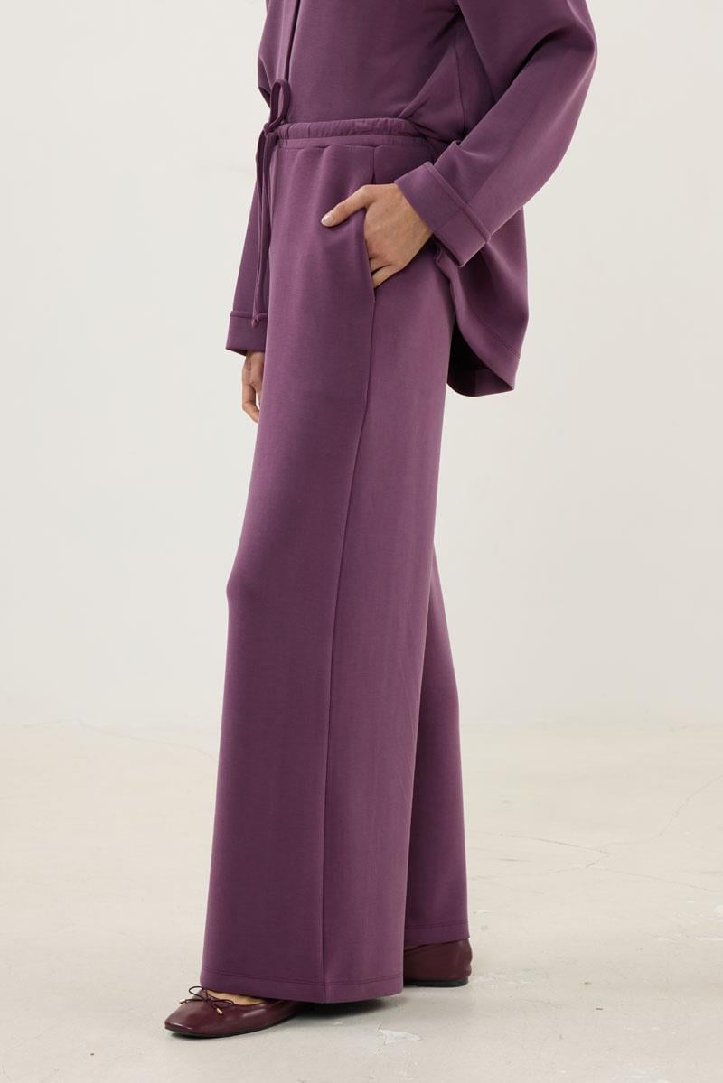 Beli Bağcıklı Modal Eşofman Altı Mürdüm