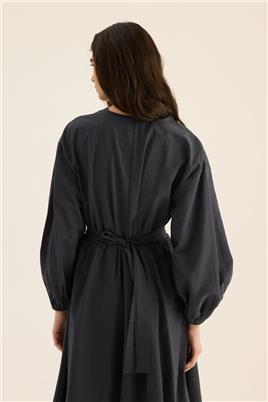 Beli Lastikli Elbise Antrasit