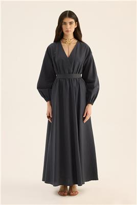 Beli Lastikli Elbise Antrasit