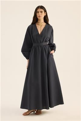 Beli Lastikli Elbise Antrasit