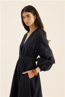 Beli Lastikli Elbise Lacivert