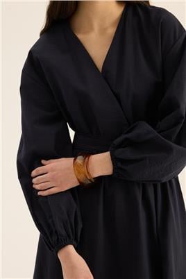 Beli Lastikli Elbise Lacivert