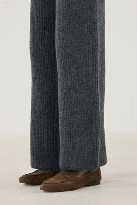 Beli Lastikli Örme Triko Pantolon Antrasit