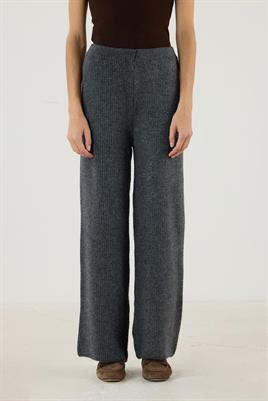 Beli Lastikli Örme Triko Pantolon Antrasit