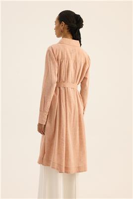 Beyaz Geçişli Keten Tunik Turuncu