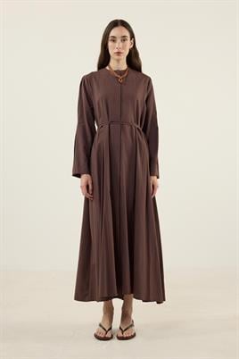 Bisiklet Yaka Elbise Acı kahve