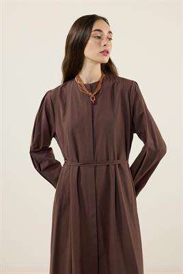 Bisiklet Yaka Elbise Acı kahve