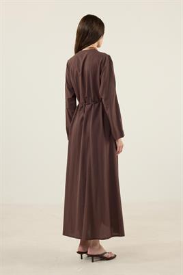 Bisiklet Yaka Elbise Acı kahve