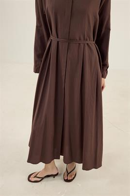 Bisiklet Yaka Elbise Acı kahve