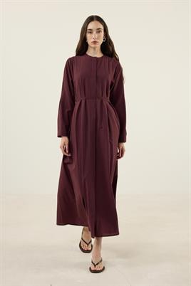 Bisiklet Yaka Elbise Bordo