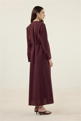 Bisiklet Yaka Elbise Bordo