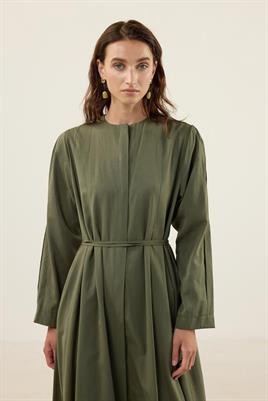 Bisiklet Yaka Elbise Haki