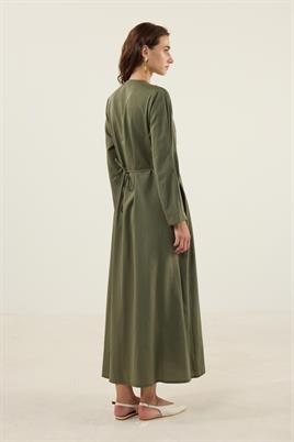 Bisiklet Yaka Elbise Haki