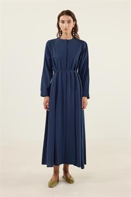 Bisiklet Yaka Elbise Lacivert