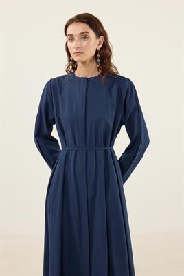 Bisiklet Yaka Elbise Lacivert