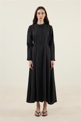 Bisiklet Yaka Elbise Siyah