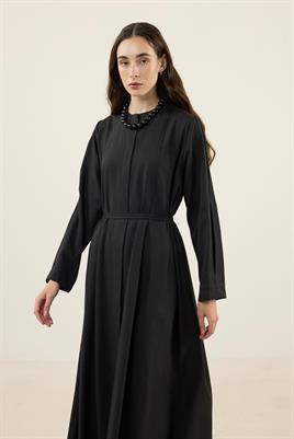 Bisiklet Yaka Elbise Siyah