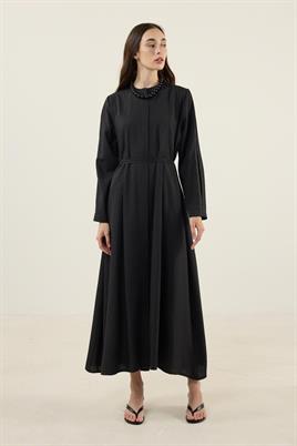 Bisiklet Yaka Elbise Siyah