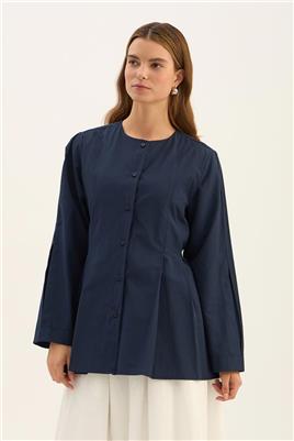 Bisiklet Yaka Gömlek Lacivert